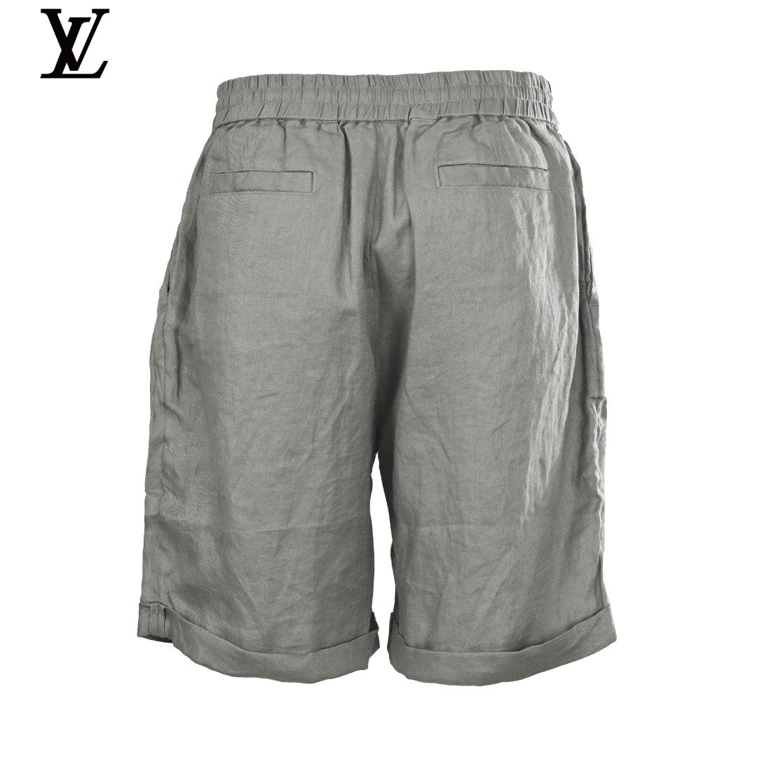 Louis Vuitton Men's Sage Green Linen Drawstring Shorts