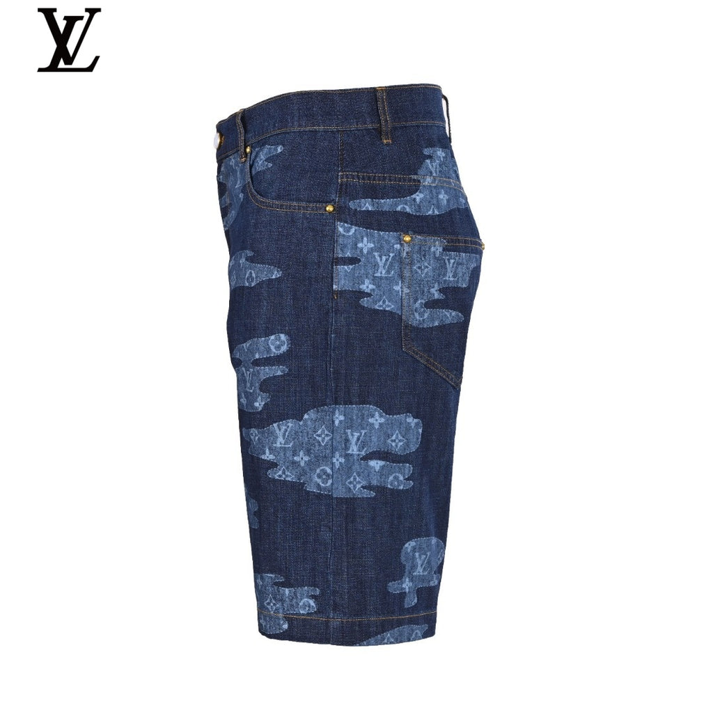 Louis Vuitton Blue Camo Monogram Denim Shorts