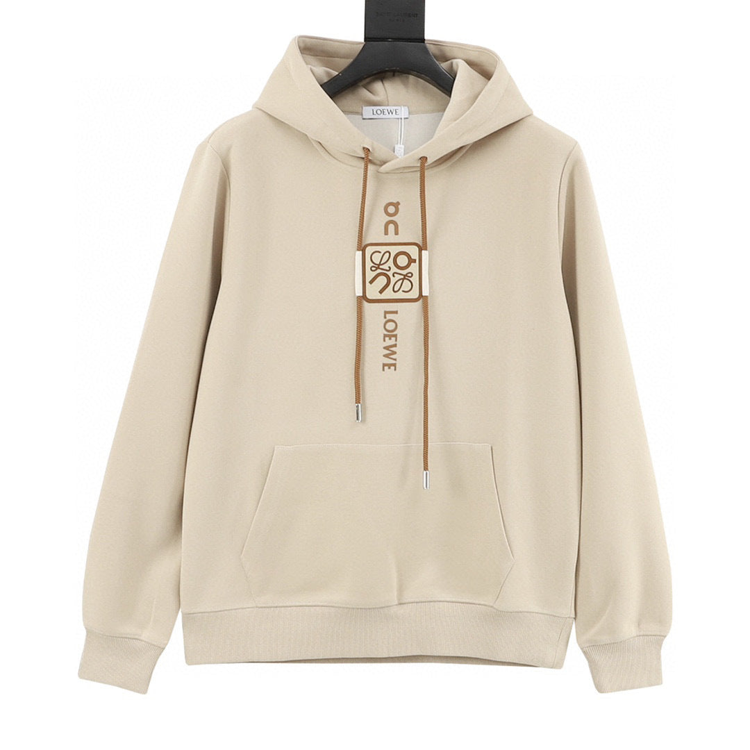 Loewe 25FW Leather Anagram Drawstring Logo Hoodie