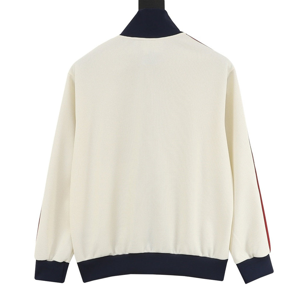 Adidas Originals American Retro Trefoil Track Jacket | Cream Burgundy Stripe Navy Trim