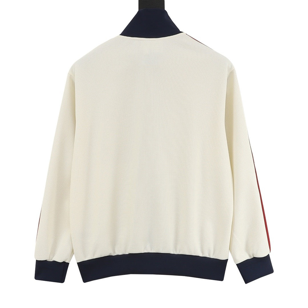 Adidas Originals American Retro Trefoil Track Jacket | Cream Burgundy Stripe Navy Trim