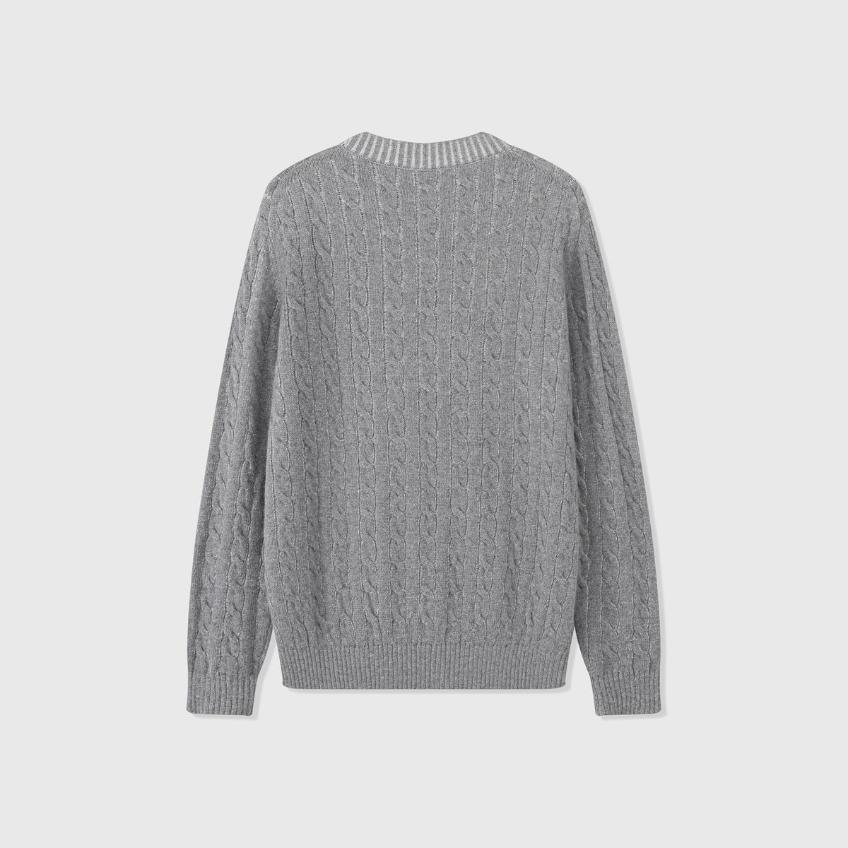 Loro Piana Women's Men's Grey Cable-Knit Crewneck Sweater