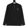 Chrome Hearts Cross Leather Label Waffle Henley Long Sleeve | Black Grey Luxury Streetwear