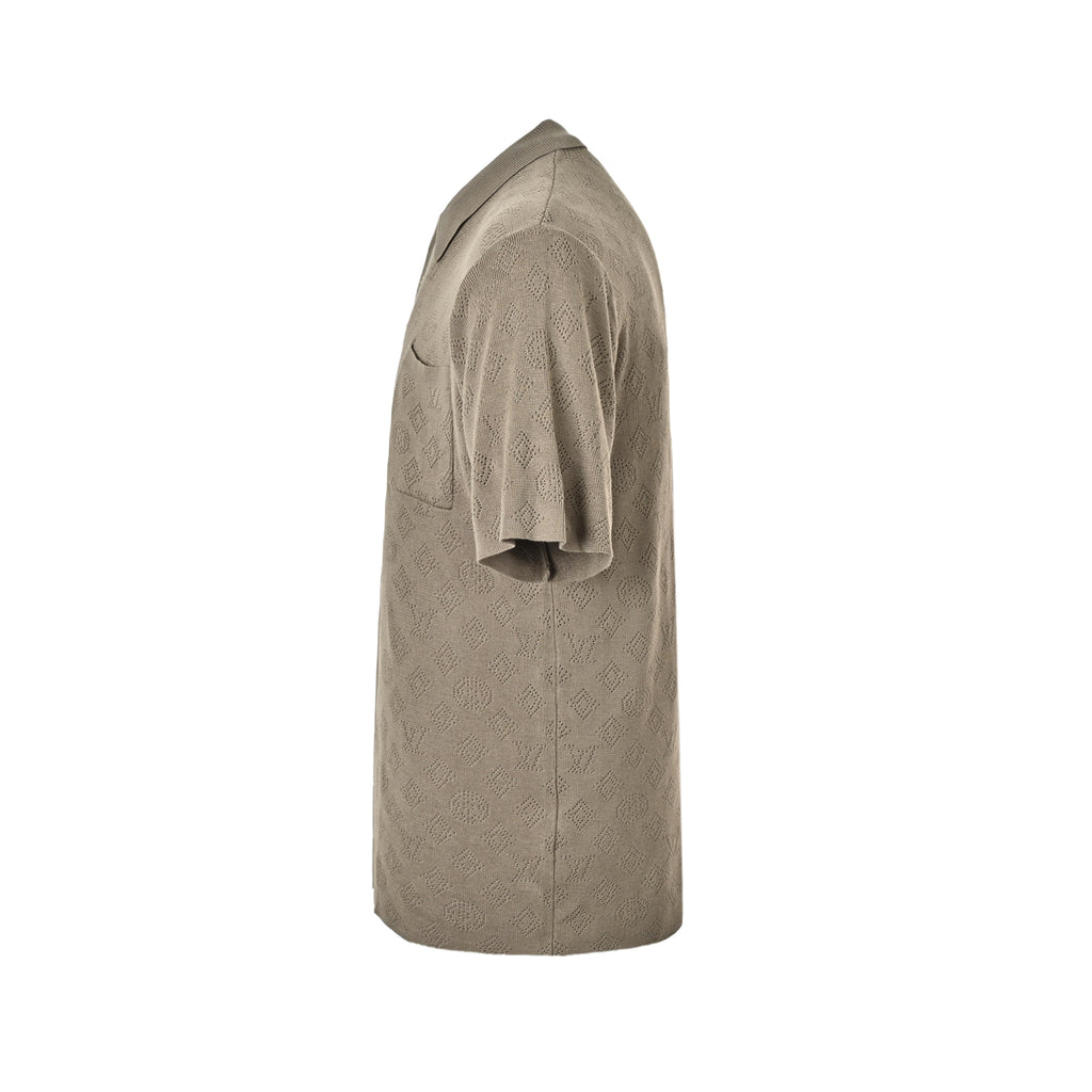 Louis Vuitton All-Over Monogram Knit Short-Sleeve Polo in Taupe