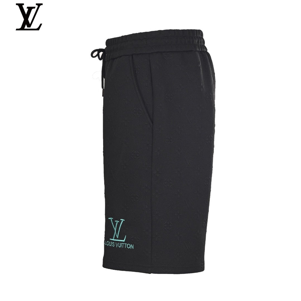 Louis Vuitton Black Embossed Monogram Drawstring Shorts