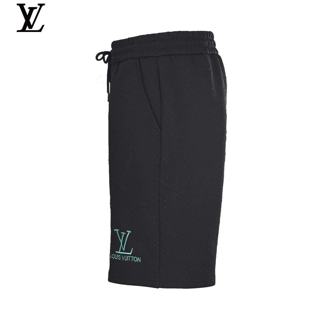 Louis Vuitton Black Embossed Monogram Drawstring Shorts
