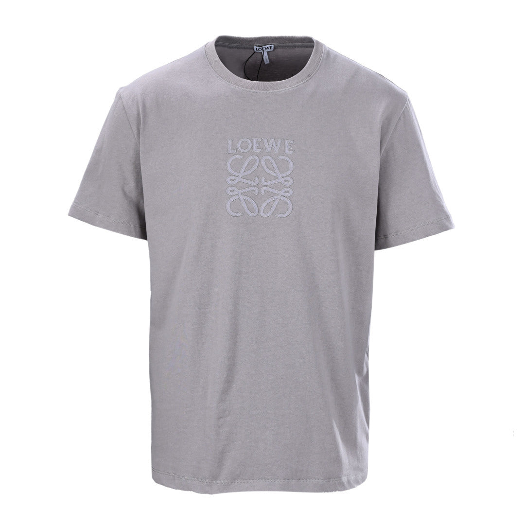 Loewe Grey Anagram Embroidered Short-Sleeve T-Shirt