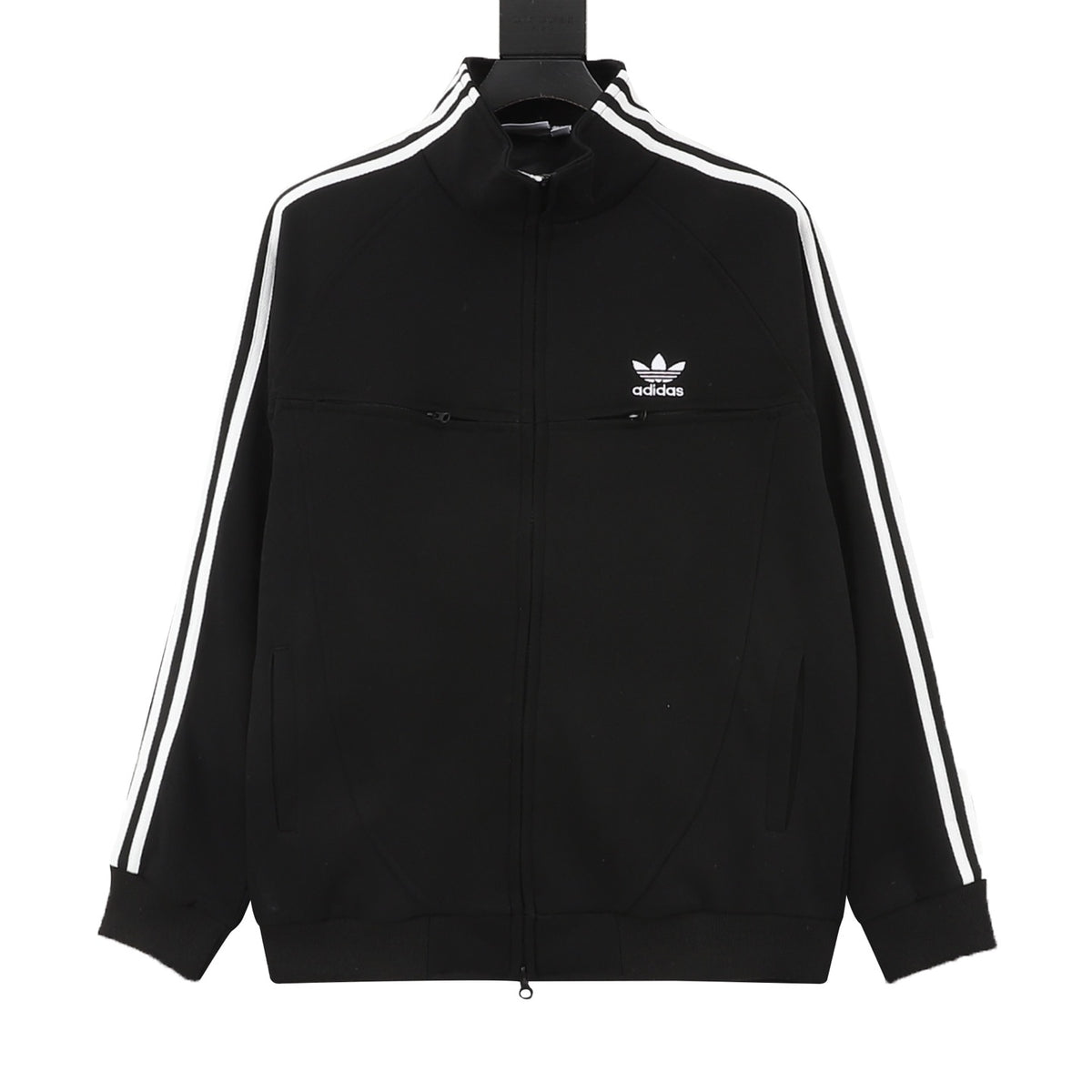 Adidas Women's & Men's Black 3-Stripes Full-Zip Track Jacket