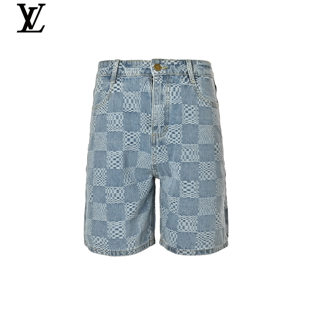 Louis Vuitton Men's Blue Damier Jacquard Denim Shorts
