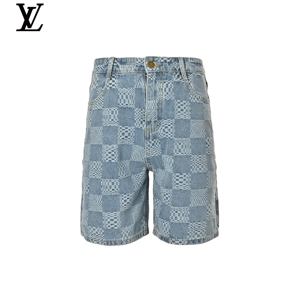 Louis Vuitton Men's Blue Damier Jacquard Denim Shorts