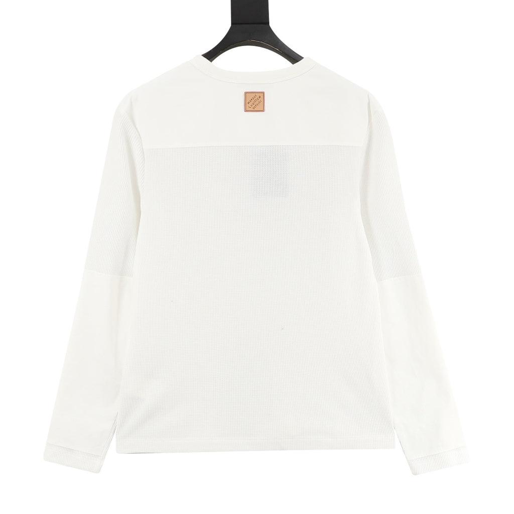 Louis Vuitton Tonal LV Embroidered Waffle Crewneck Long Sleeve | White Quiet Luxury Knitwear