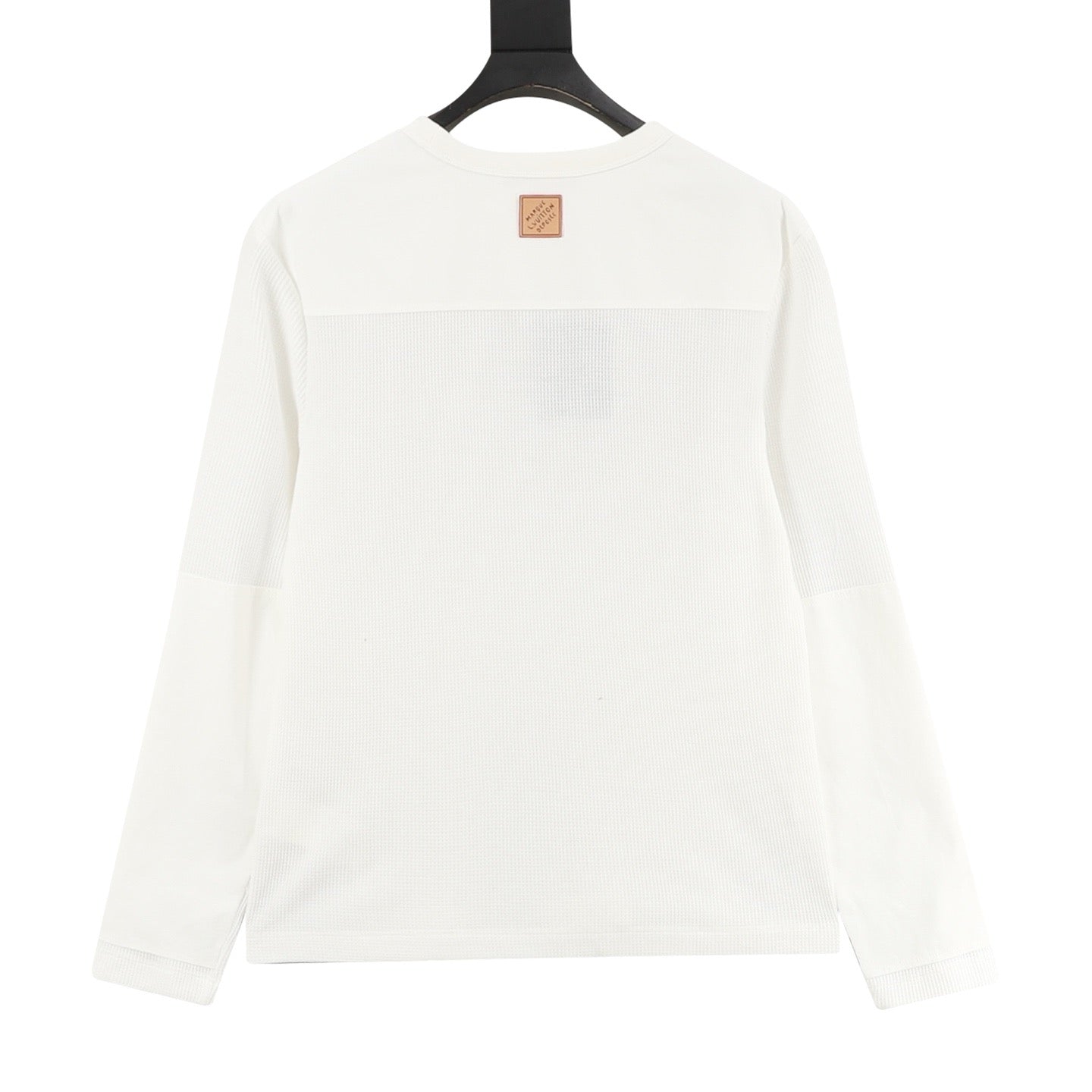 Louis Vuitton Tonal LV Embroidered Waffle Crewneck Long Sleeve | White Quiet Luxury Knitwear