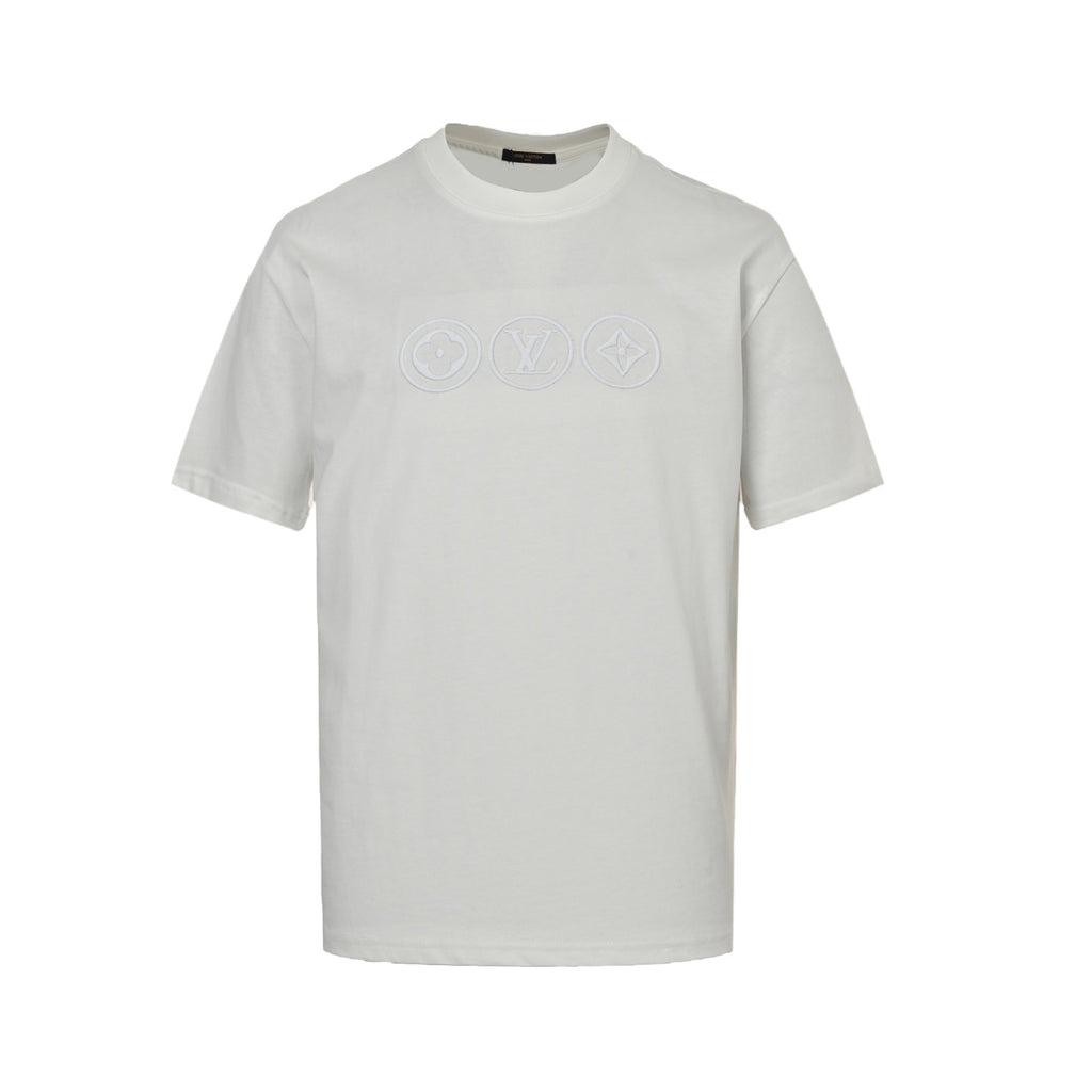 Louis Vuitton Women's / Men's Triple-Circle Logo Embroidered T-Shirt in Off-White