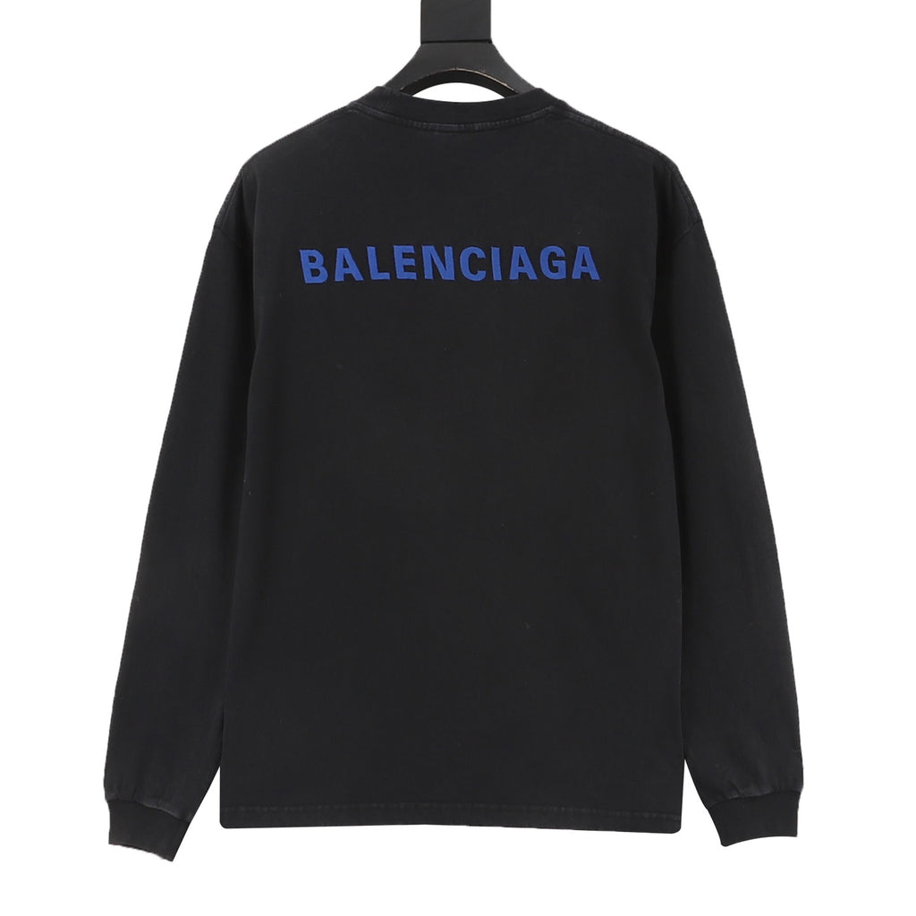 Balenciaga Women's Men's Black Back Logo Long-Sleeve T-Shirt