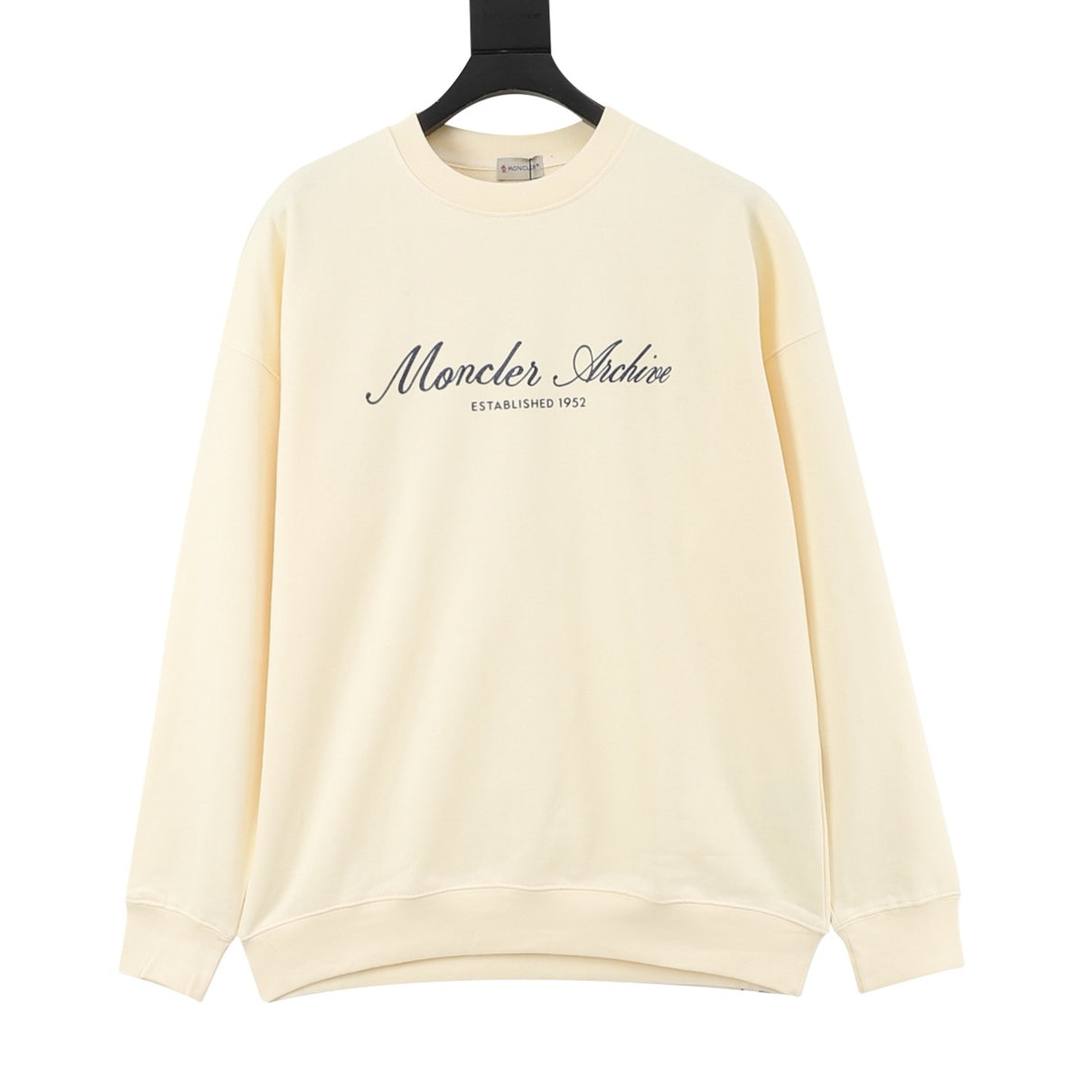 Moncler Women's & Men's Cream Archive Script Logo Crewneck Sweatshirt