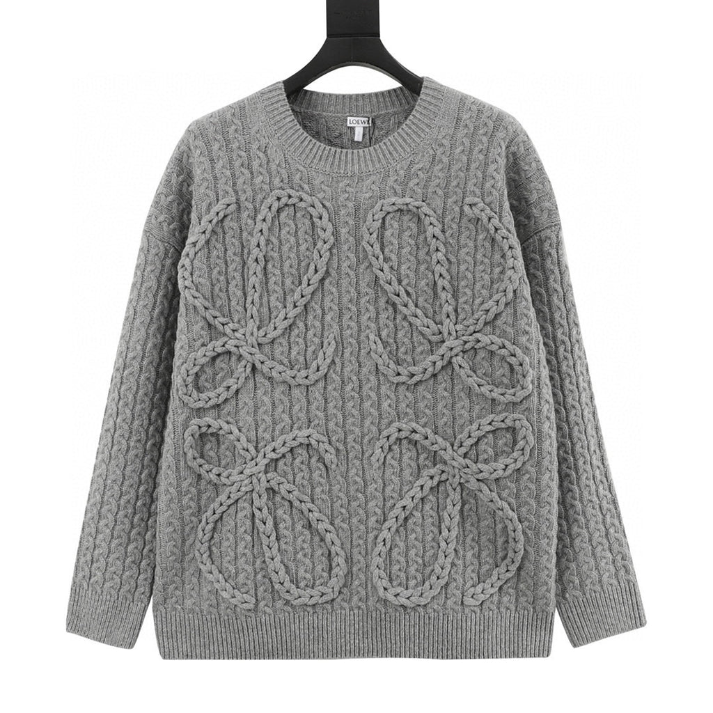 Loewe Oversized Anagram Cable Knit Crew Neck Sweater