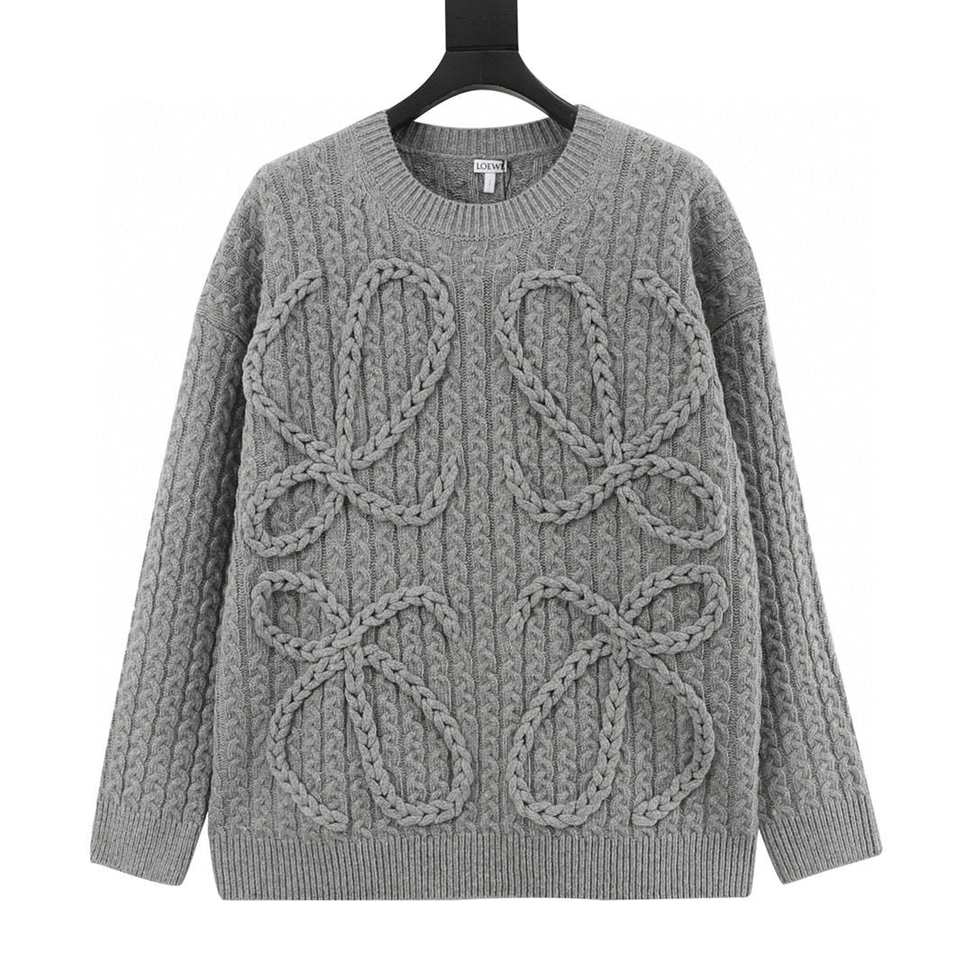 Loewe Oversized Anagram Cable Knit Crew Neck Sweater