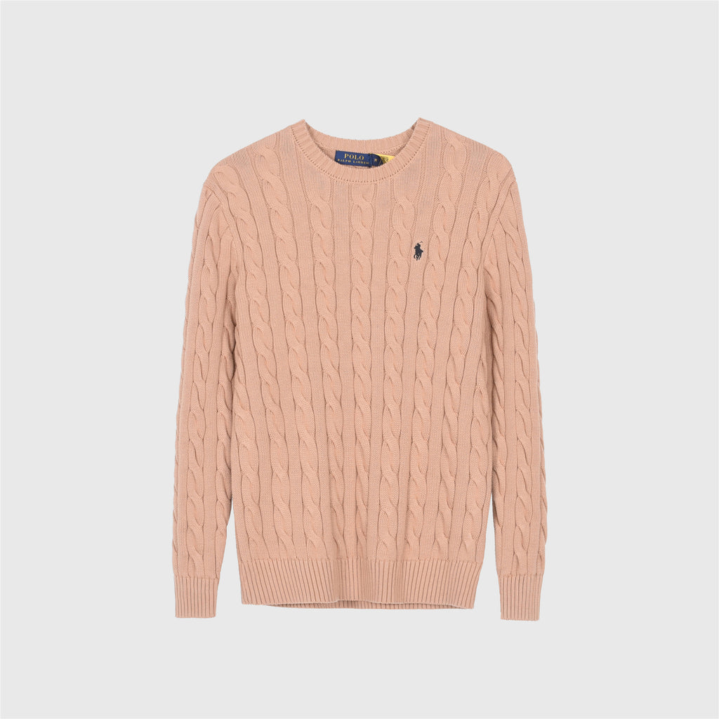 Polo Ralph Lauren Women's Men's Camel Cable Knit Crewneck Sweater