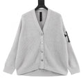 CH Cashmere Cardigan with Leather-Trimmed Sleeves and Cross-Waffle Knit