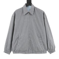 Prada Triangle Logo Check Zip-Up Lapel Jacket | Grey Plaid Lightweight Luxury Outerwear