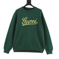 Gucci Women's Men's Green Script Logo Crewneck Knit Sweater