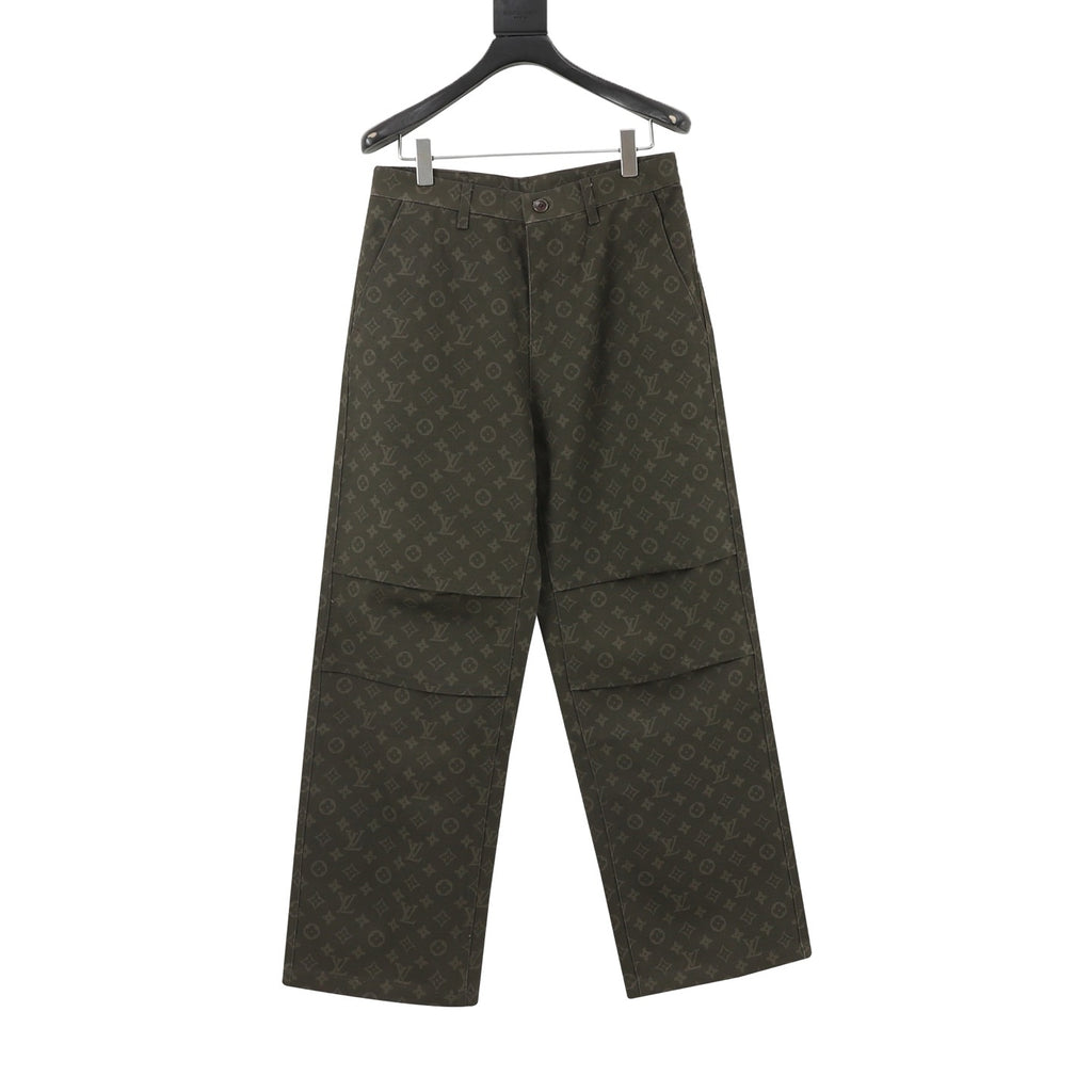 Louis Vuitton Women's & Men's Olive Monogram Wide-Leg Trousers