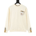 Burberry Women's Men's Cream Equestrian Knight Check-Pocket Crewneck Sweatshirt