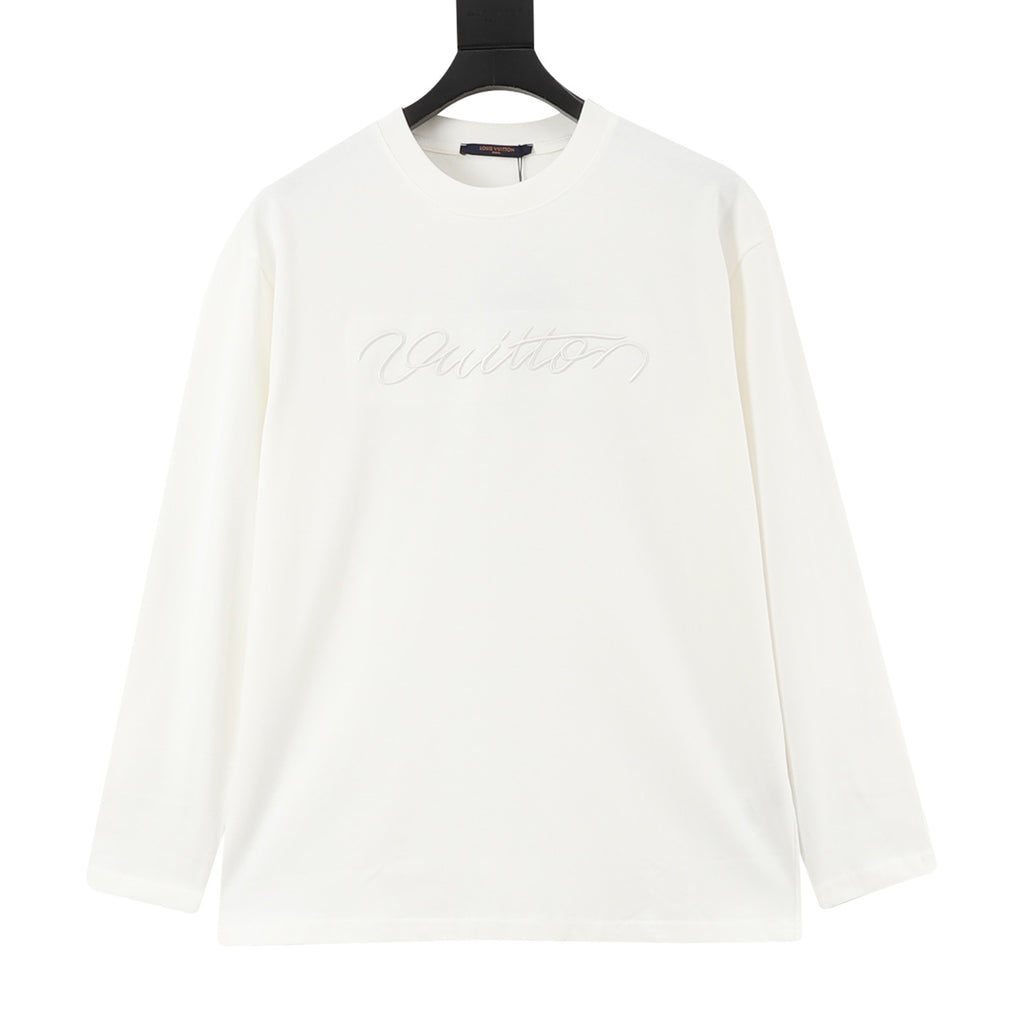 Louis Vuitton Women's & Men's White Script Logo Long-Sleeve T-Shirt