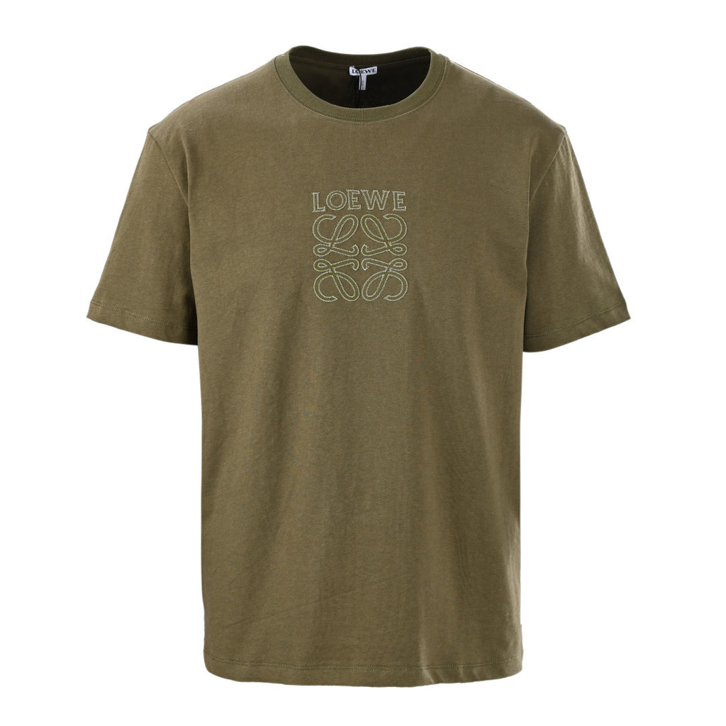 LOEWE Olive Green Anagram Embroidered T-Shirt