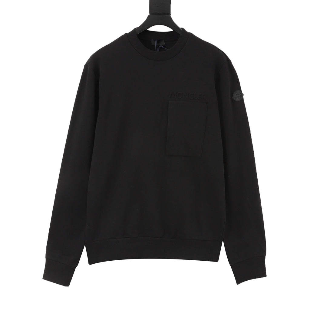 Moncler Women's & Men's Black Pocket Logo Crewneck Sweatshirt