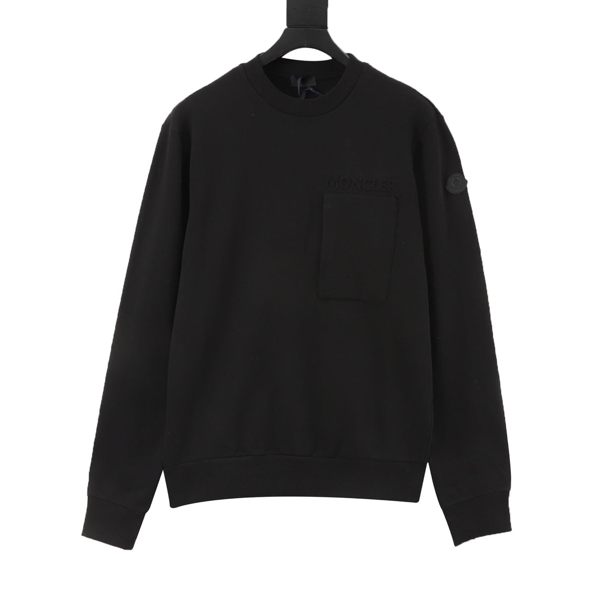 Moncler Women's & Men's Black Pocket Logo Crewneck Sweatshirt