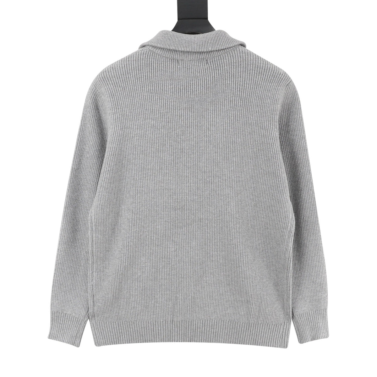 Calvin Klein Women's Men's Grey Full-Zip Ribbed Knit Sweater