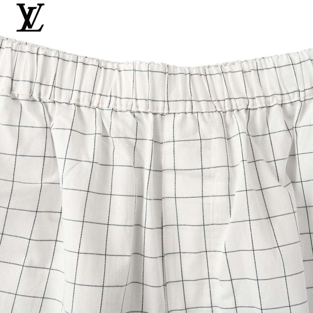 Acne Studios White Grid Pattern Elastic Waist Shorts