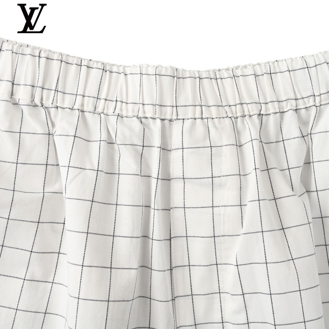 Acne Studios White Grid Pattern Elastic Waist Shorts