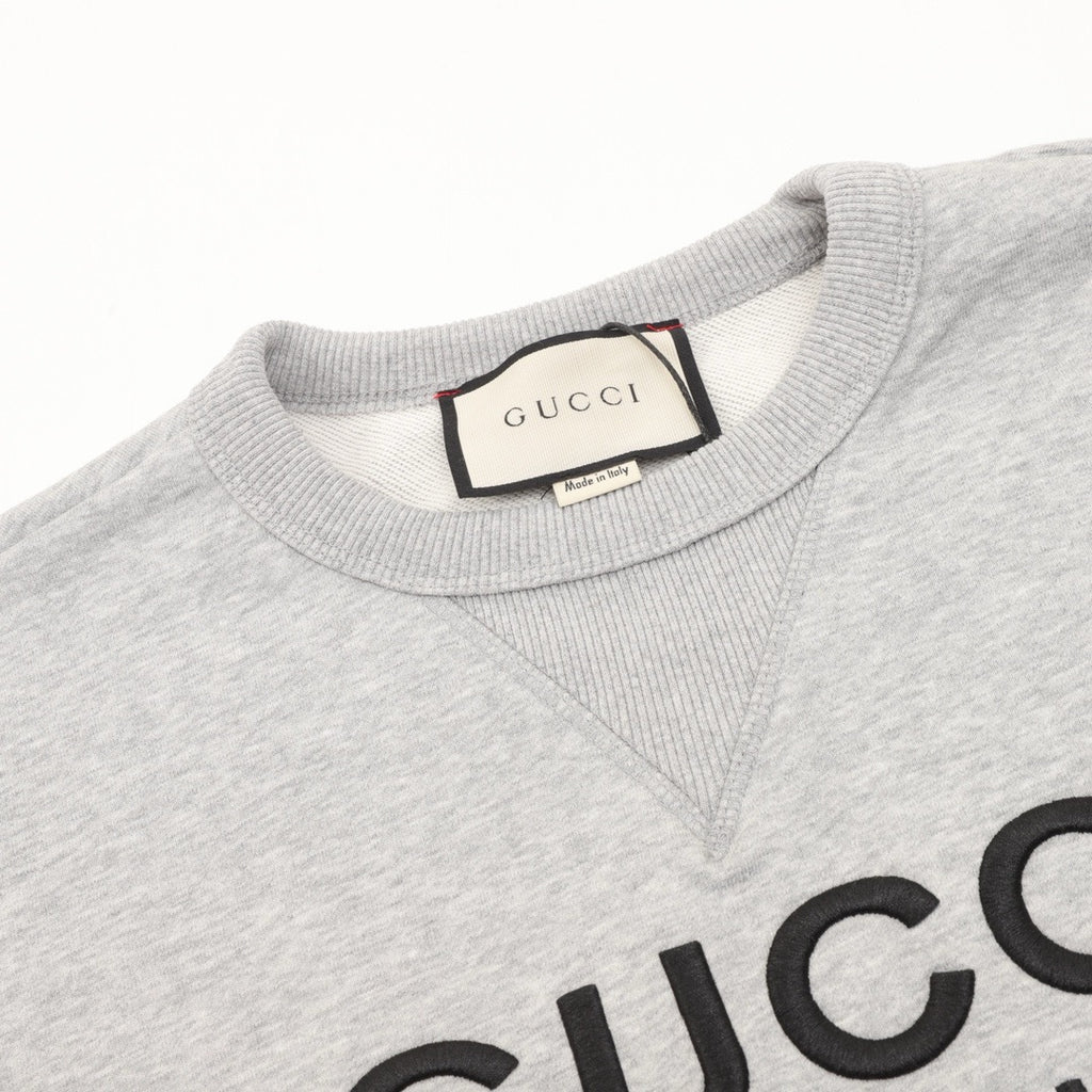 Gucci Women's Men's Grey Logo Patchwork Crewneck Sweatshirt