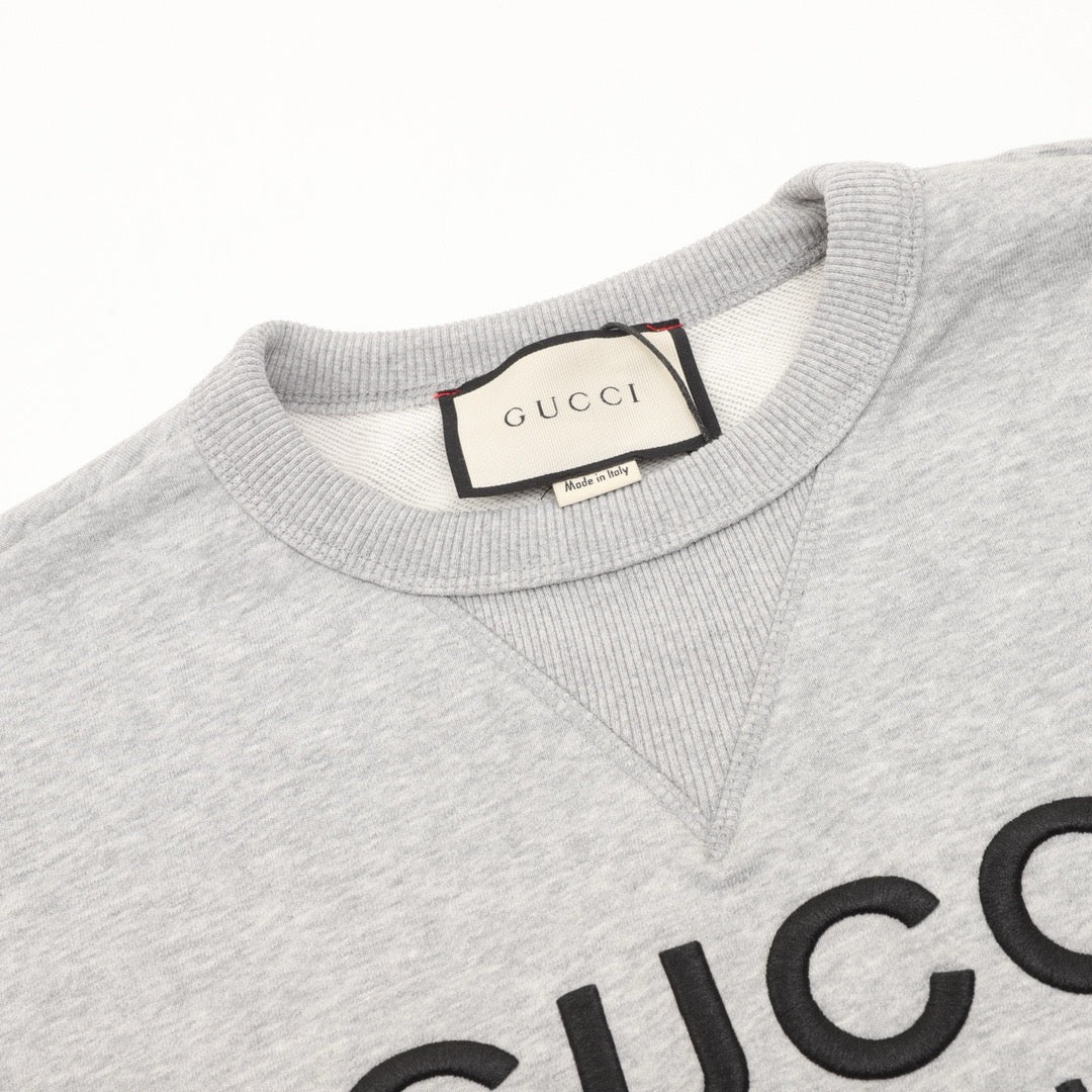 Gucci Women's Men's Grey Logo Patchwork Crewneck Sweatshirt
