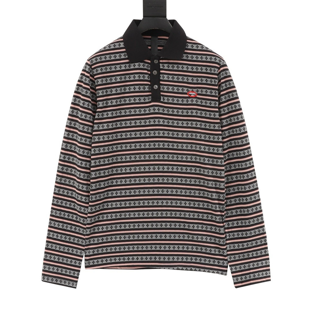 Chrome Hearts 25FW Striped Polo Long-Sleeve T-Shirt