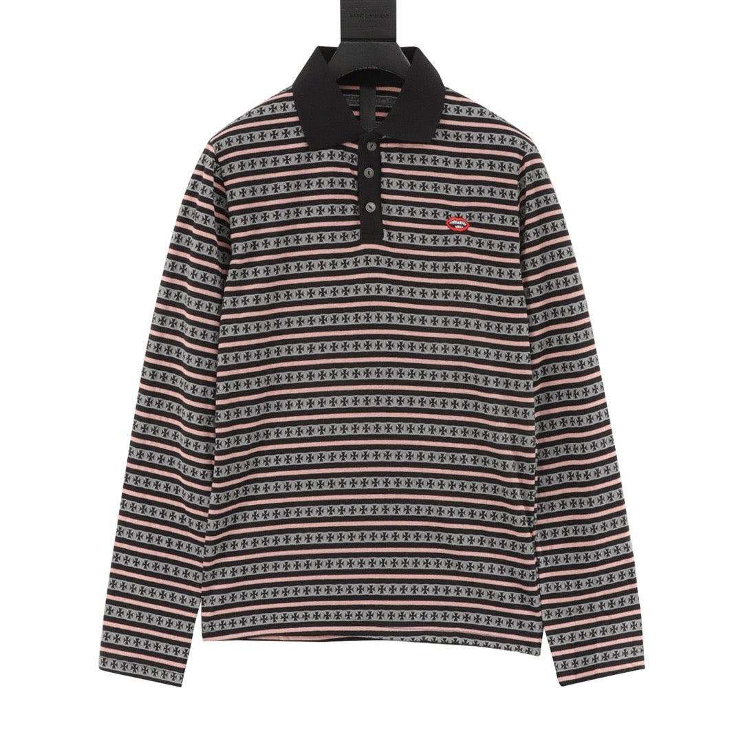 Chrome Hearts 25FW Striped Polo Long-Sleeve T-Shirt