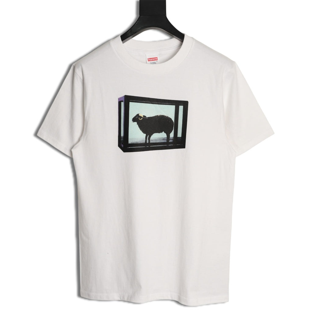 Supreme Men's White Boxed Sheep Print Short-Sleeve T-Shirt