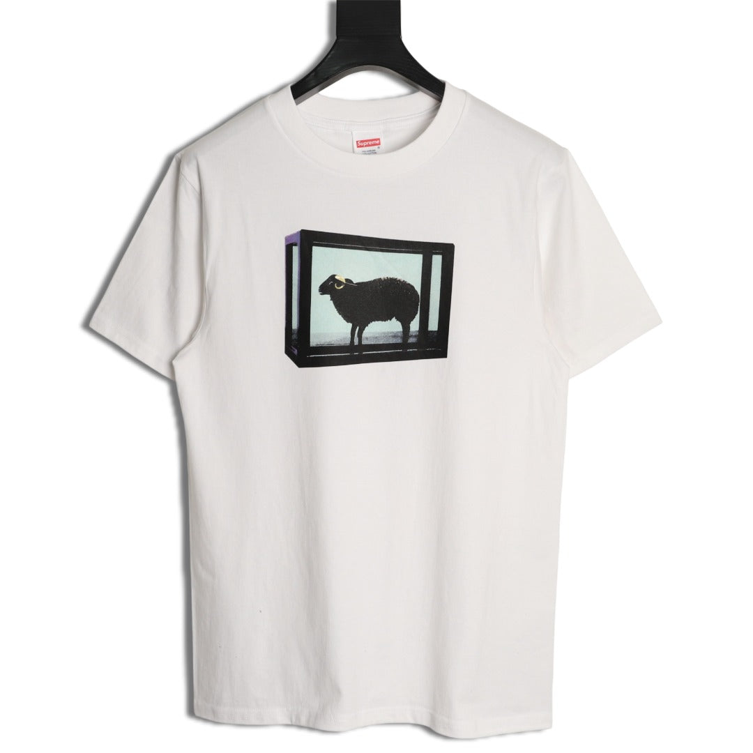 Supreme Men's White Boxed Sheep Print Short-Sleeve T-Shirt