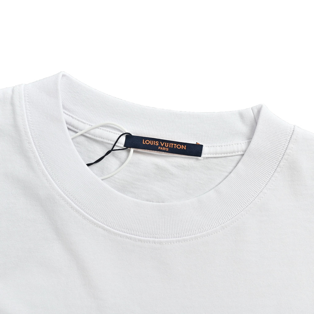 Louis Vuitton Drip-Effect Monogram Print Short-Sleeve T-Shirt in White