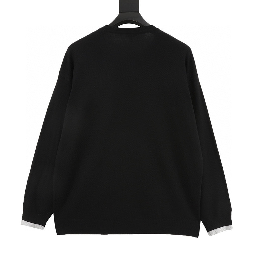 Loewe Anagram Embroidered Contrast Trim Crew Neck Sweater