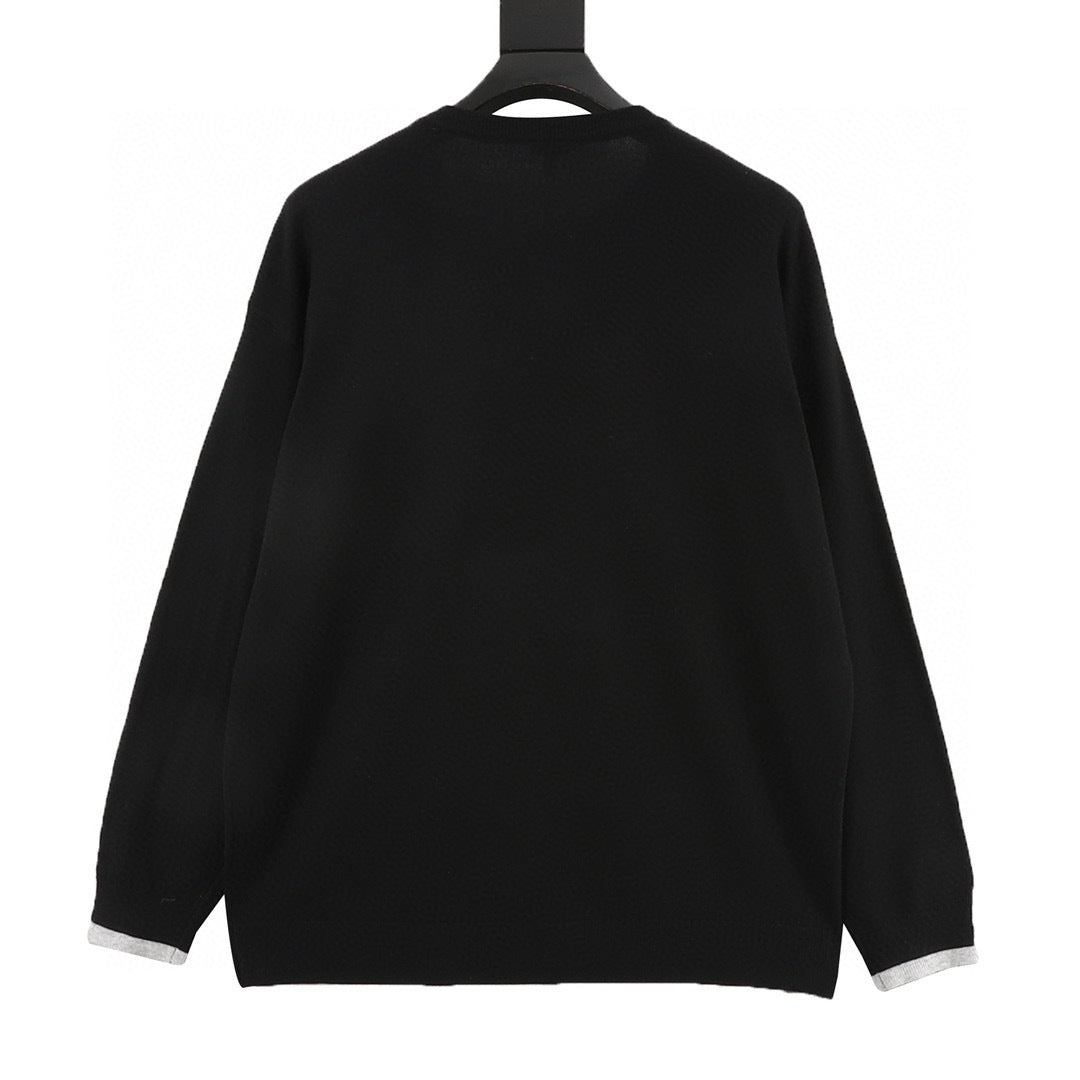 Loewe Anagram Embroidered Contrast Trim Crew Neck Sweater