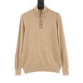 Burberry Check Plaid Zip-Up Wool Knit Sweater