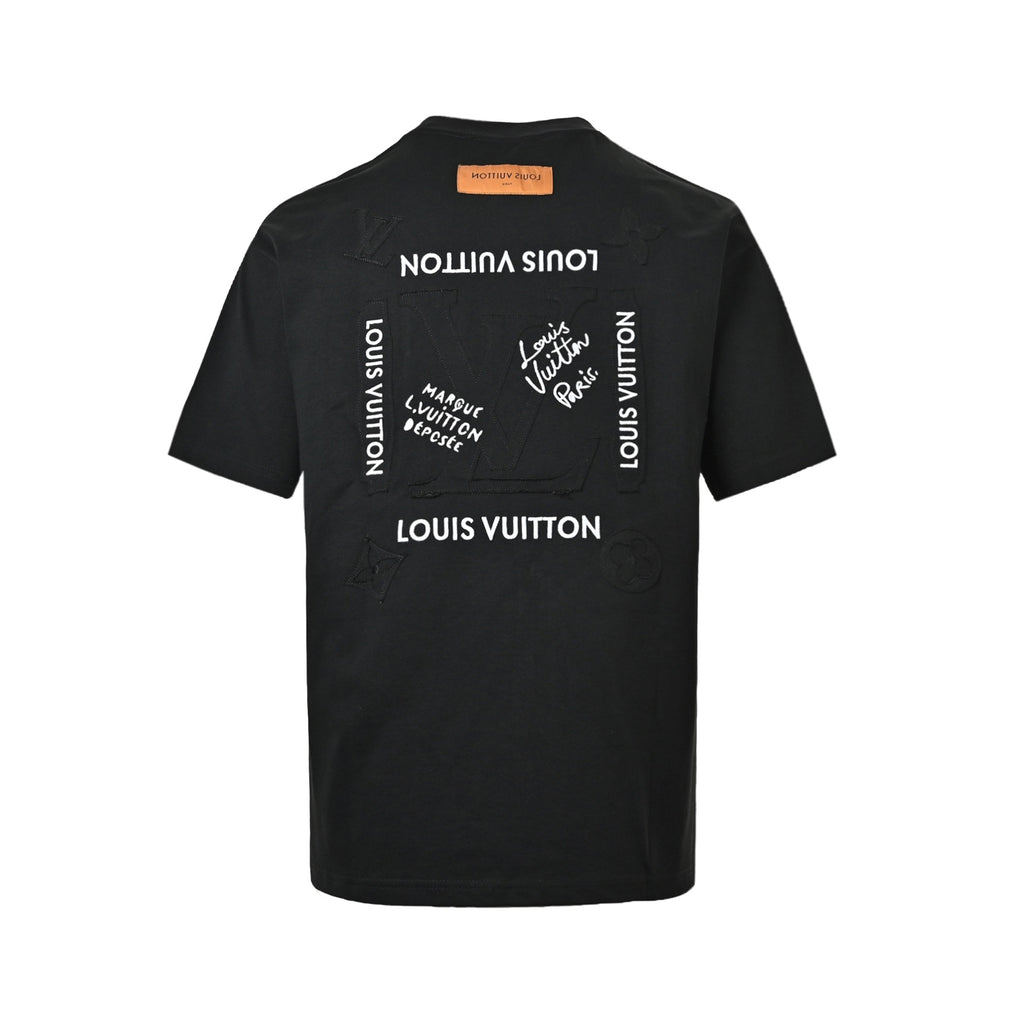 Louis Vuitton Small Signature Embroidered Short-Sleeve T-Shirt in Black