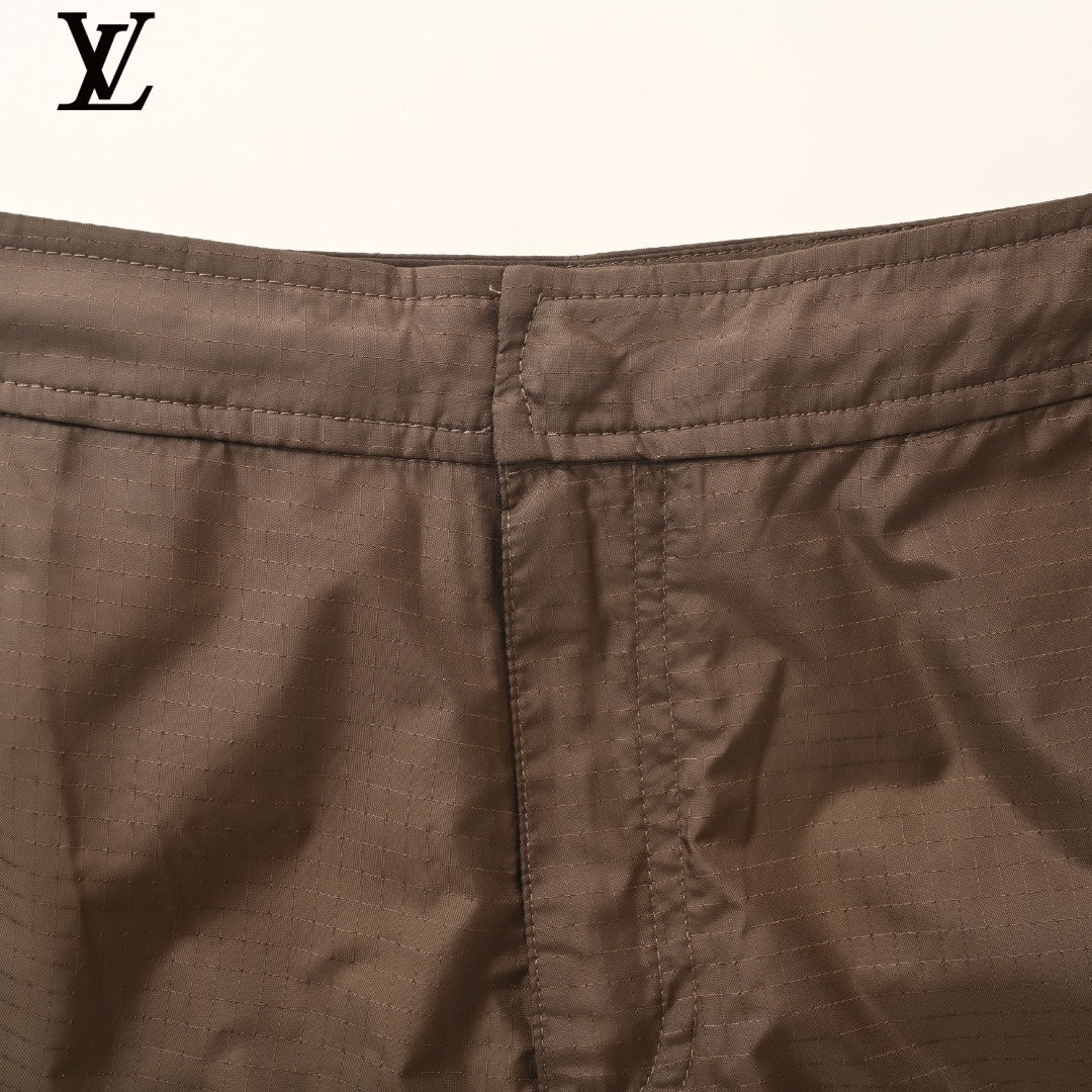 Louis Vuitton Brown Check Logo Patch Swim Shorts