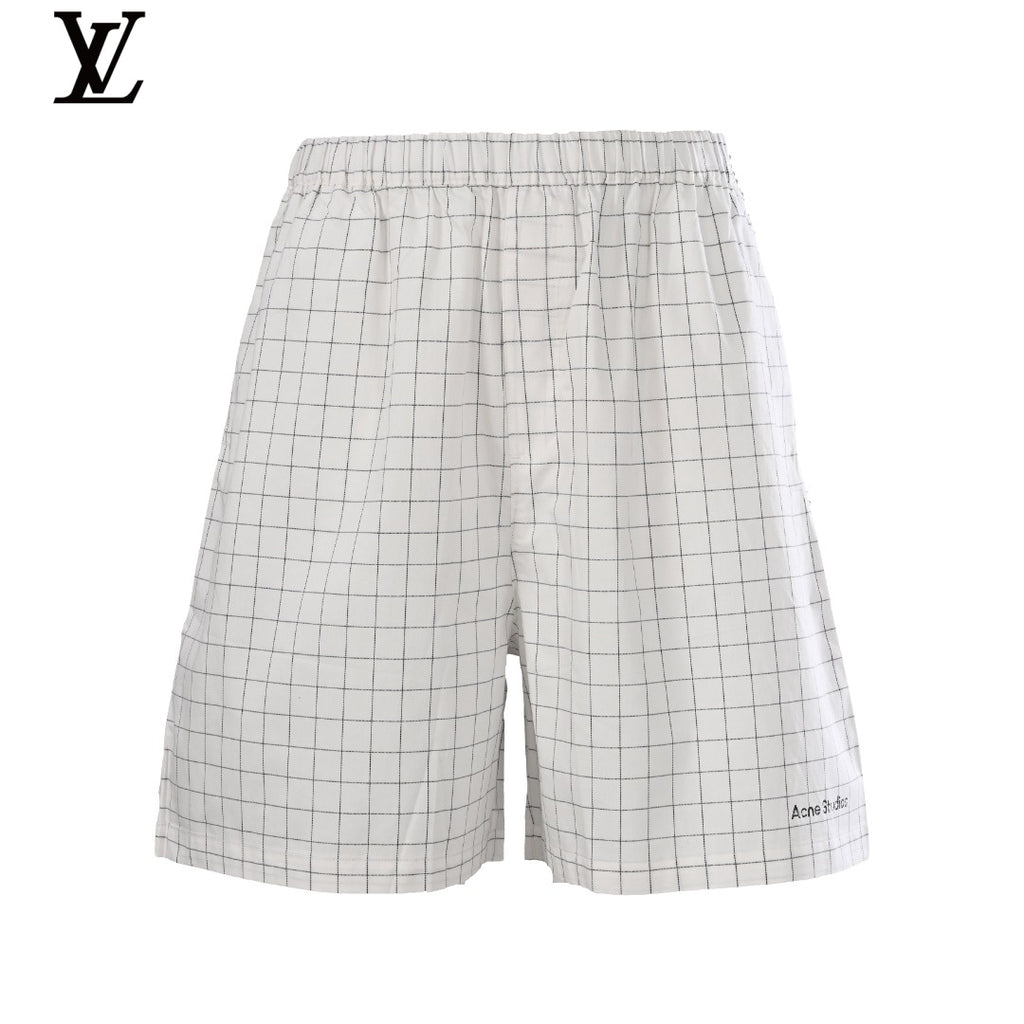 Acne Studios White Grid Pattern Elastic Waist Shorts