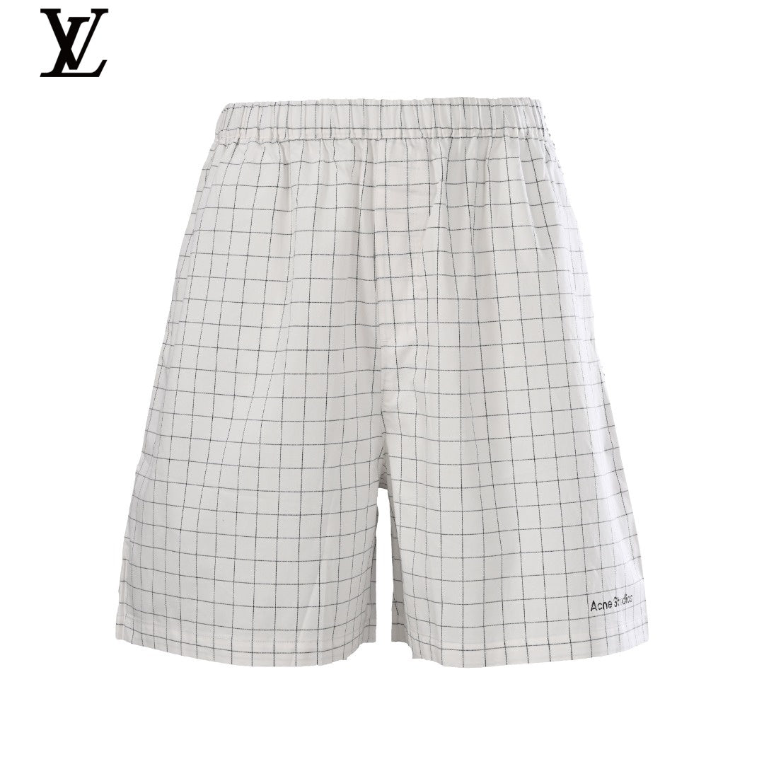 Acne Studios White Grid Pattern Elastic Waist Shorts