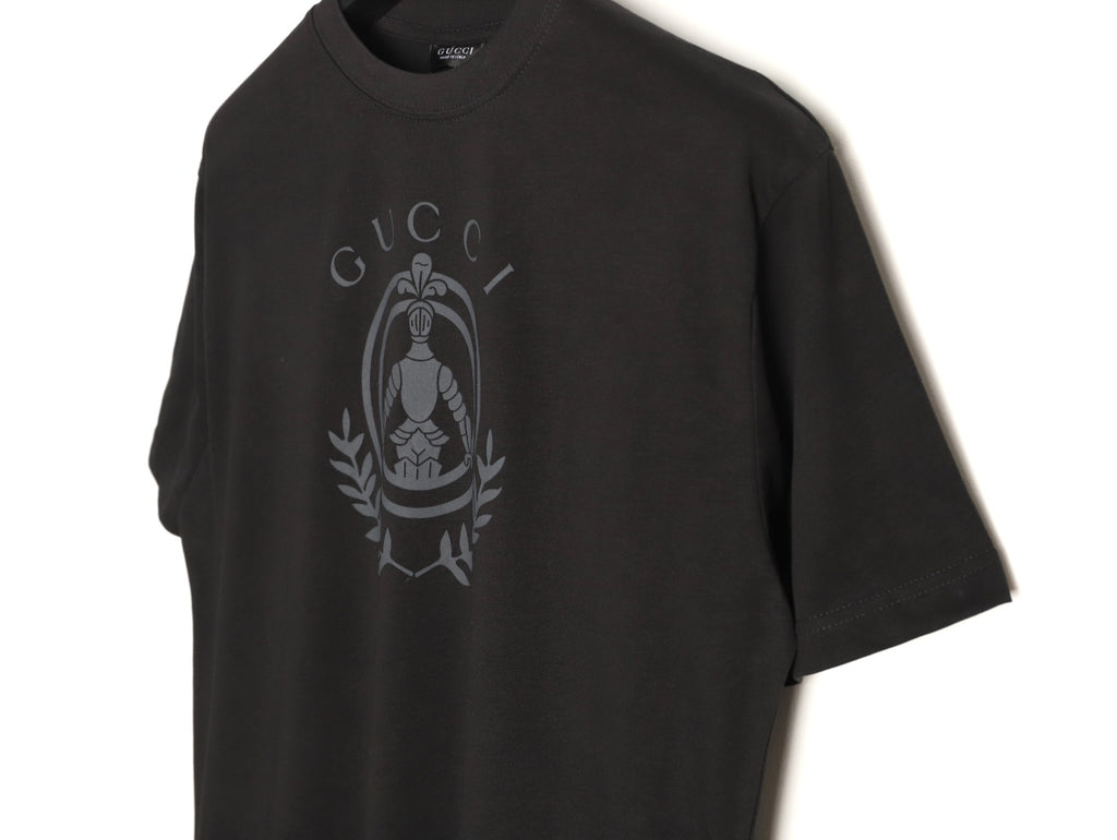 Gucci Knight Crest Print Short-Sleeve T-Shirt in Black