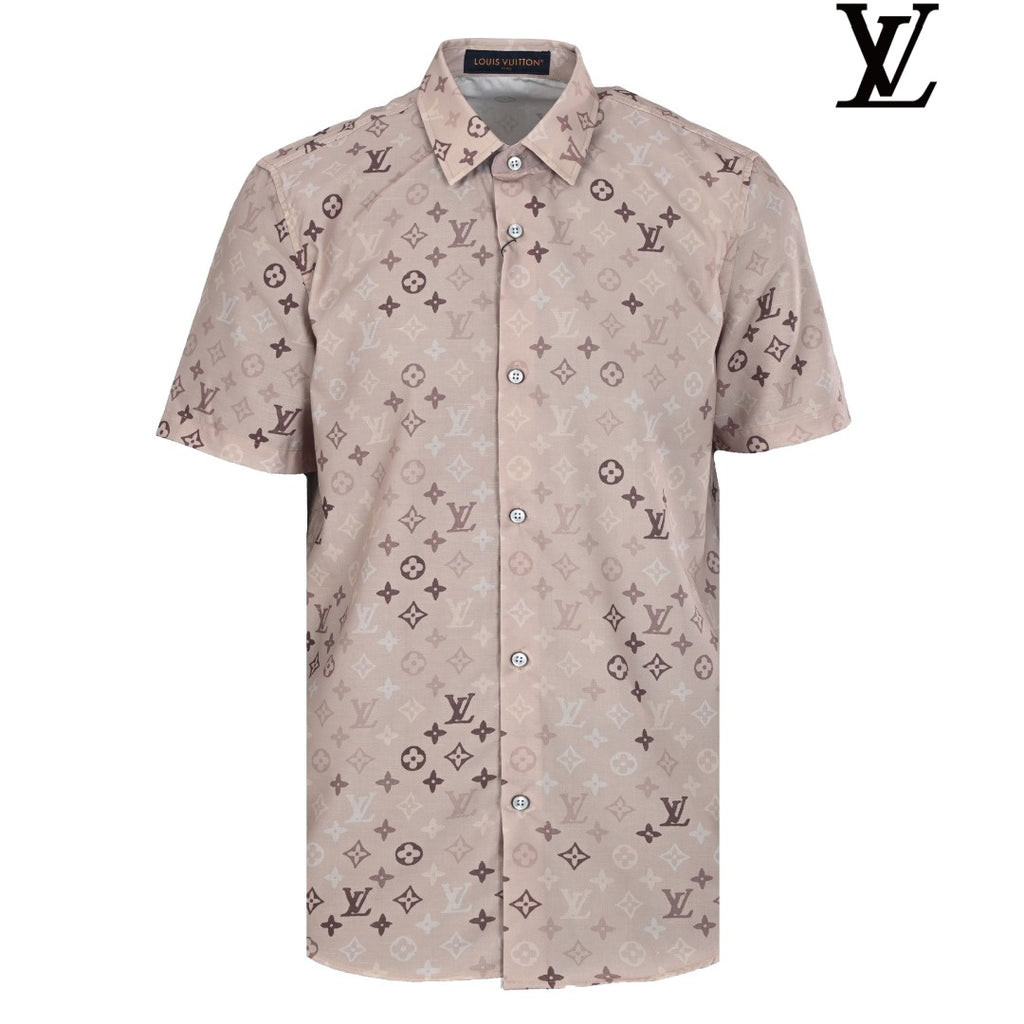 Louis Vuitton Men's Pink Monogram Short Sleeve Shirt